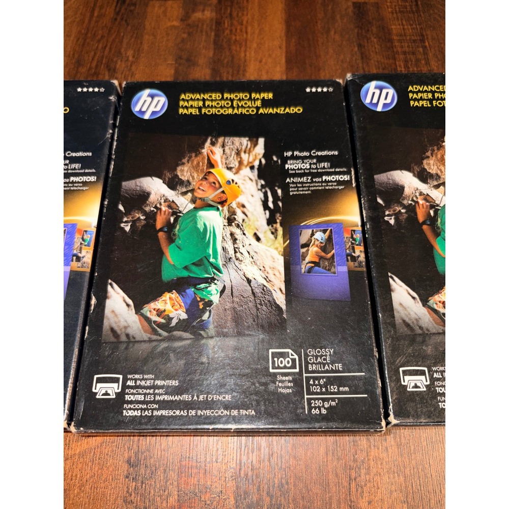 HP Advanced Photo Paper 4x6 Glossy 300 Sheets Total 3 Packs Q6638A Inkjet Paper - Picture 7 of 8